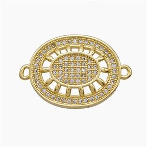 Copper Flower Connector Pave Zirconia Oval 18K Gold Plated, approx 15.5-19mm [FN54604]