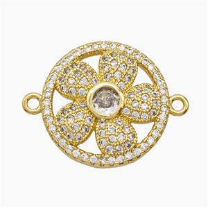Copper Flower Connector Pave Zirconia 18K Gold Plated, approx 18mm [FN54616]