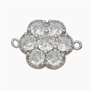 Copper Flower Connector Pave Zirconia Platinum Plated, approx 18mm [FN54619]