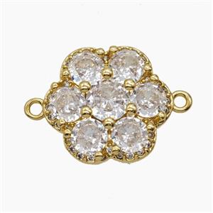 Copper Flower Connector Pave Zirconia 18K Gold Plated, approx 18mm [FN54620]