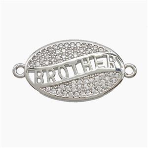 Copper BROTHER Connector Pave Zirconia Leaf Platinum Plated, approx 13-20mm [FN54625]