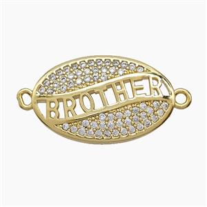 Copper BROTHER Connector Pave Zirconia Leaf 18K Gold Plated, approx 13-20mm [FN54626]