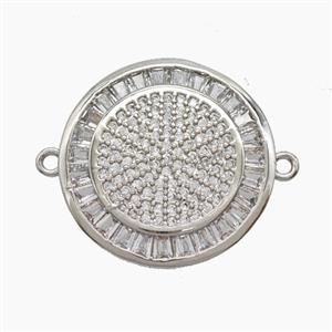 Copper Sun Connector Micropave Zirconia Platinum Plated, approx 21mm [FN54629]