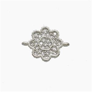 Copper Flower Connector Pave Zirconia Platinum Plated, approx 10mm [FN54637]