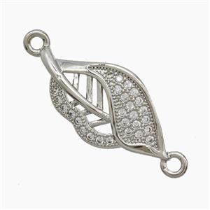 Copper Leaf Connector Pave Zirconia Platinum Plated, approx 11-22mm [FN54639]
