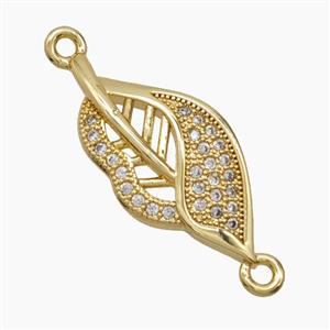 Copper Leaf Connector Pave Zirconia 18K Gold Plated, approx 11-22mm [FN54640]