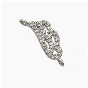 Copper Leaf Connector Pave Zirconia Platinum Plated, approx 6-14mm [FN54645]