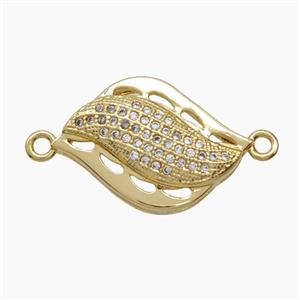 Copper Leaf Connector Pave Zirconia 18K Gold Plated, approx 14-20mm [FN54652]