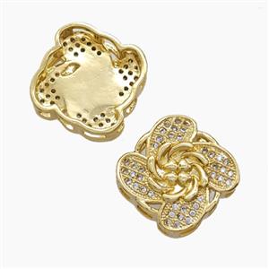 Copper Flower Beads Pave Zirconia 18K Gold Plated, approx 14-17mm [FN54654]