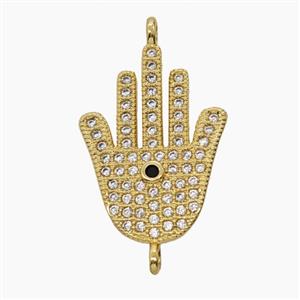 Copper Hand Pendant Pave Zirconia 18K Gold Plated, approx 15-20mm [FN54678]