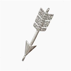 Copper Arrow Connector Pave Zirconia Platinum Plated, approx 7-24mm [FN54683]