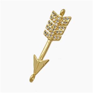 Copper Arrow Connector Pave Zirconia 18K Gold Plated, approx 7-24mm [FN54684]