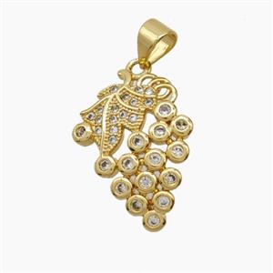 Copper Grape Pendant Pave Zirconia 18K Gold Plated, approx 15-20mm [FN54687]