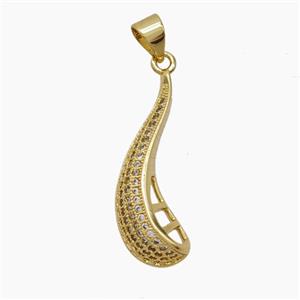 Copper Teardrop Pendant Pave Zirconia 18K Gold Plated, approx 9.5-25mm [FN54689]