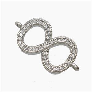Copper Infinity Connector Pave Zirconia Platinum Plated, approx 11-18mm [FN54690]