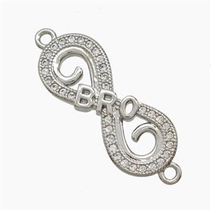 Copper Infinity Connector Pave Zirconia BRO Platinum Plated, approx 9.5-23mm [FN54692]