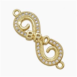 Copper Infinity Connector Pave Zirconia BRO 18K Gold Plated, approx 9.5-23mm [FN54693]