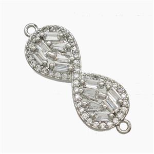 Copper Infinity Connector Pave Zirconia Platinum Plated, approx 9.5-23mm [FN54696]