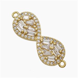 Copper Infinity Connector Pave Zirconia 18K Gold Plated, approx 9.5-23mm [FN54697]