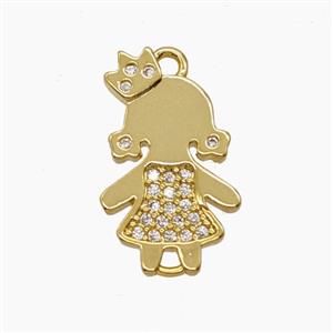 Copper Kids Girls Pendant Pave Zirconia 18K Gold Plated, approx 11-18mm [FN54699]