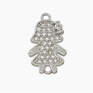 Copper Kids Girls Pendant Pave Zirconia Platinum Plated, approx 11-16mm [FN54702]