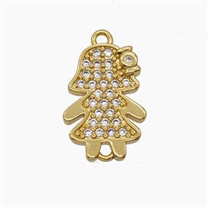 Copper Kids Girls Pendant Pave Zirconia 18K Gold Plated, approx 11-16mm [FN54703]