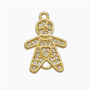 Copper Kids Boy Pendant Pave Zirconia 18K Gold Plated, approx 12.5-16mm [FN54705]