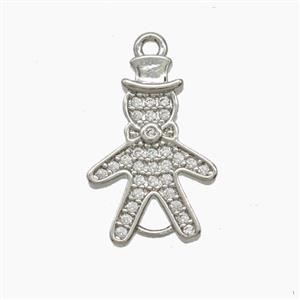 Copper Kids Boy Pendant Pave Zirconia Platinum Plated, approx 11-17mm [FN54706]