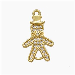 Copper Kids Boy Pendant Pave Zirconia 18K Gold Plated, approx 11-17mm [FN54707]
