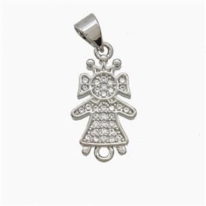 Copper Kids Girls Pendant Pave Zirconia Platinum Plated, approx 10-16mm [FN54708]