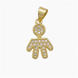Copper Kids Boy Pendant Pave Zirconia 18K Gold Plated, approx 11-15mm [FN54711]