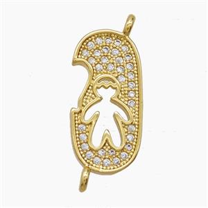 Copper Kids Boy Connector Pave Zirconia 18K Gold Plated, approx 9-18mm [FN54713]