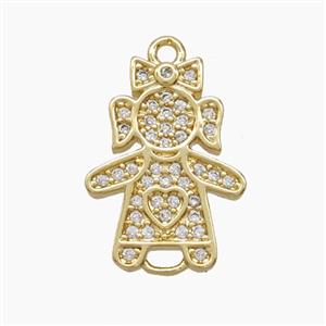 Copper Kids Girls Connector Pave Zirconia 18K Gold Plated, approx 13-17mm [FN54715]