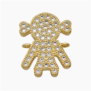 Copper Kids Girls Connector Pave Zirconia 18K Gold Plated, approx 15-19mm [FN54717]