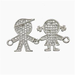 Copper Kids Connector Pave Zirconia Platinum Plated, approx 15-25mm [FN54722]