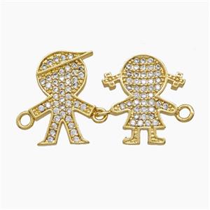 Copper Kids Connector Pave Zirconia 18K Gold Plated, approx 15-25mm [FN54723]