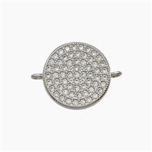 Copper Sun Connector Pave Zirconia Platinum Plated, approx 14mm [FN54730]