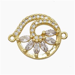Copper Flower Connector Pave Zirconia 18K Gold Plated, approx 18.5mm [FN54733]