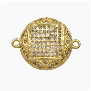 Copper Connector Pave Zirconia 18K Gold Plated, approx 17mm [FN54737]