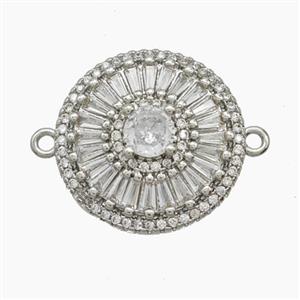 Copper Flower Connector Pave Zirconia Platinum Plated, approx 19mm [FN54742]