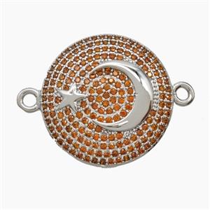 Copper Moon Star Connector Pave Zirconia Circle Platinum Plated, approx 21mm [FN54744]