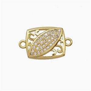 Copper Eye Connector Pave Zirconia Rectangle 18K Gold Plated, approx 12-14mm [FN54749]
