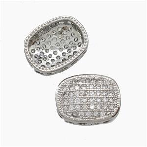 Copper Oval Beads Pave Zirconia Platinum Plated, approx 10-13mm [FN54750]