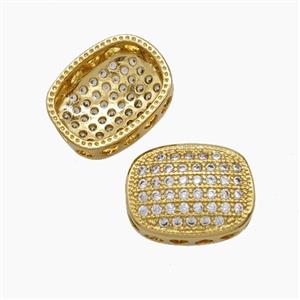 Copper Oval Beads Pave Zirconia 18K Gold Plated, approx 10-13mm [FN54751]