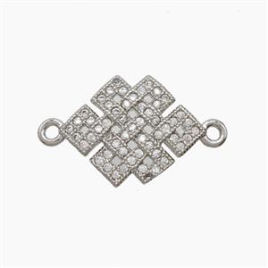 Copper Knot Connector Pave Zirconia Platinum Plated, approx 13.5-17mm [FN54752]