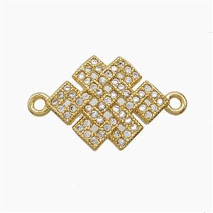 Copper Knot Connector Pave Zirconia 18K Gold Plated, approx 13.5-17mm [FN54753]