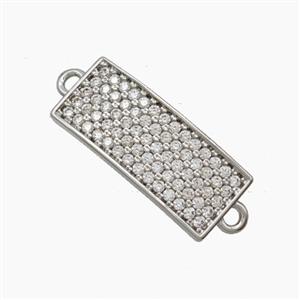 Copper Rectangle Connector Pave Zirconia Curving Platinum Plated, approx 8-18.5mm [FN54754]