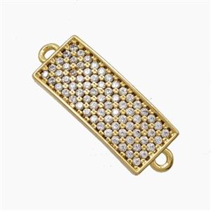 Copper Rectangle Connector Pave Zirconia Curving 18K Gold Plated, approx 8-18.5mm [FN54755]