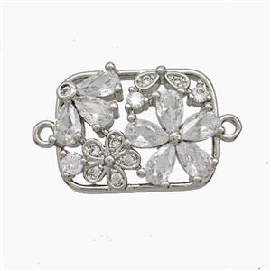 Copper Flower Connector Pave Zirconia Platinum Plated, approx 14-18.5mm [FN54756]