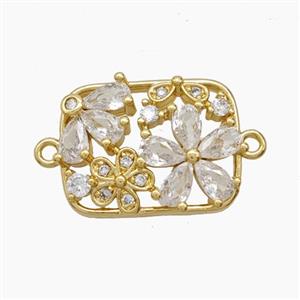 Copper Flower Connector Pave Zirconia 18K Gold Plated, approx 14-18.5mm [FN54757]
